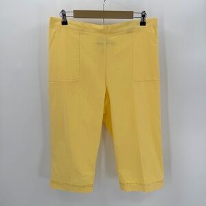 Alfred Dunner Pants Womens 14P Capri Yellow Rise & Shine Classic Fit Crop NWT